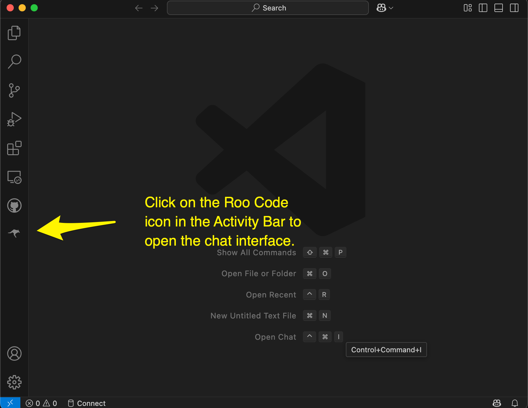 VS Code 活动栏中的 Roo Code 图标